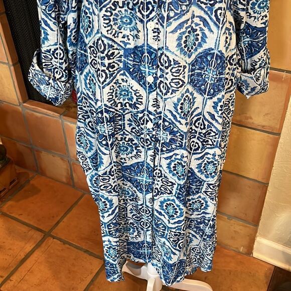 KAS Designs split length kaftan style dress/swimsuit coverup, XL! - Picture 4 of 13